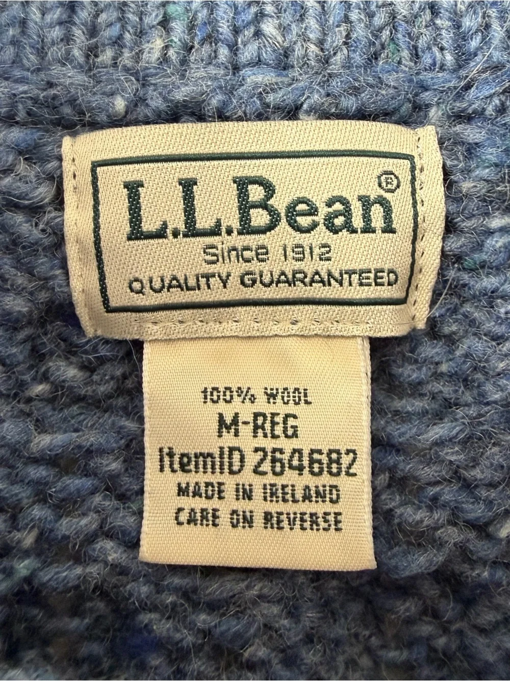 L.L.Bean Irish Aran Fisherman Cable Knit Wool Sweater Men’s M Heavyweight Henley